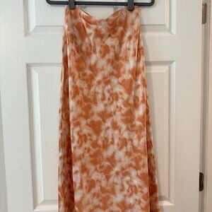 Forever 21 Orange & White Tie-Dye Satin Midi Skirt – Size M